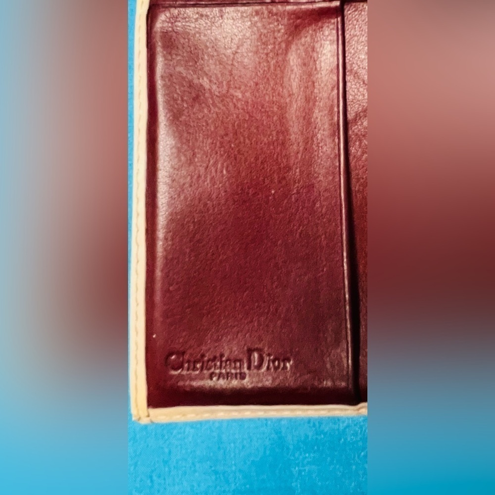 DIOR TROTTER #1 WALLET EUC EXCELLENT INSIDE & OUT 4”x4” BORDEAUX / CREAM - Picture 9 of 13
